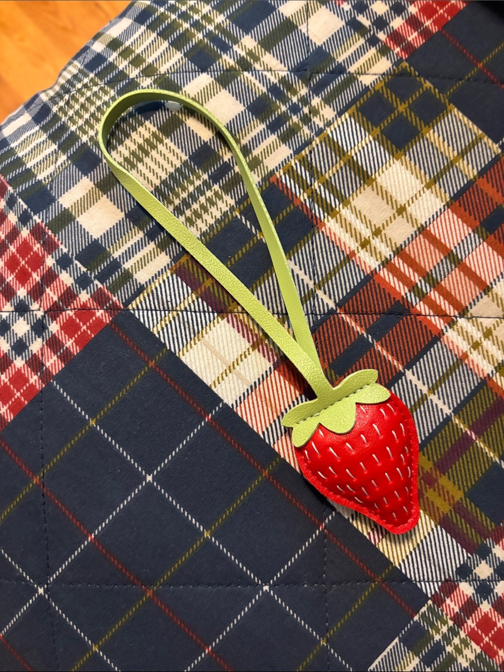 Strawberry Bag Charm Wrist Strap - Red & Green